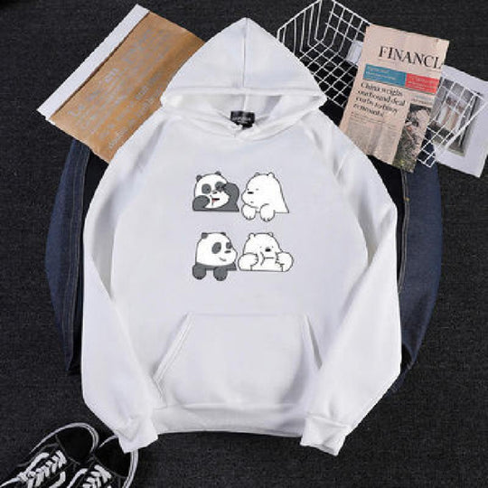 Unisex nan Kapuzenpullover mit niedlichem Comic-Tierprint, Kängurutasche und weichem Fleece-Innenfutter EB
