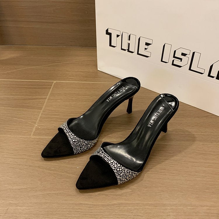 Damen elegante Slingback-Pumps mit Tierfell-Design und Strassverzierung EB