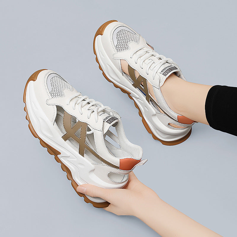 Damen Modische und komfortable Sneakers mit atmungsaktivem Mesh-Heel und stoßdämpfendem Fußbett EB