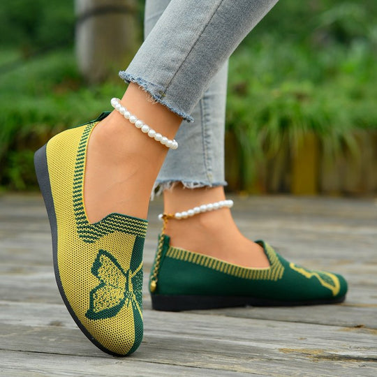 Damen bequeme und atmungsaktive Ballerinas mit floralem Design EB