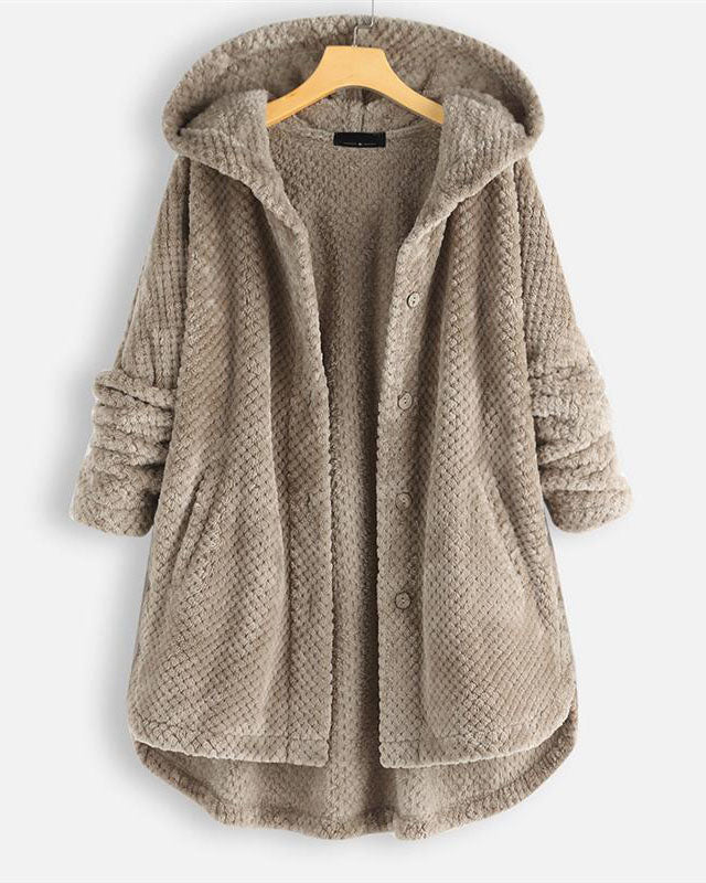 EB | Abgerundeter Saum Kapuzen Sweatshirtjacke