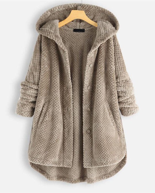 EB | Abgerundeter Saum Kapuzen Sweatshirtjacke