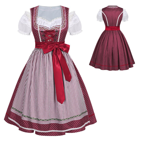 Damen nan traditionelles Trachten-Dirndl mit geschnürter Corsage, Spitzenärmeln und schwingendem Tellerrock EB