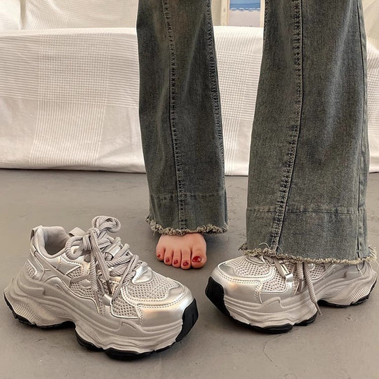 Damen Chunky Sneakers mit atmungsaktiven Mesh-Elementen und dämpfender Sohle EB