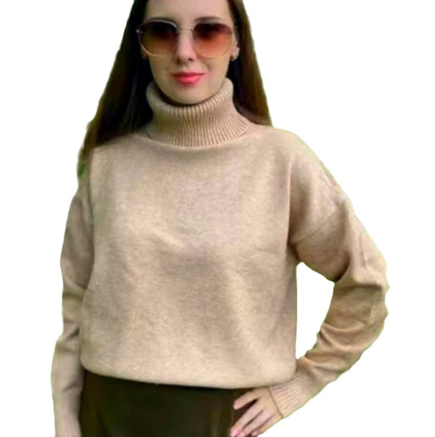 Damen Modischer Rollkragenpullover aus weichem Material EB