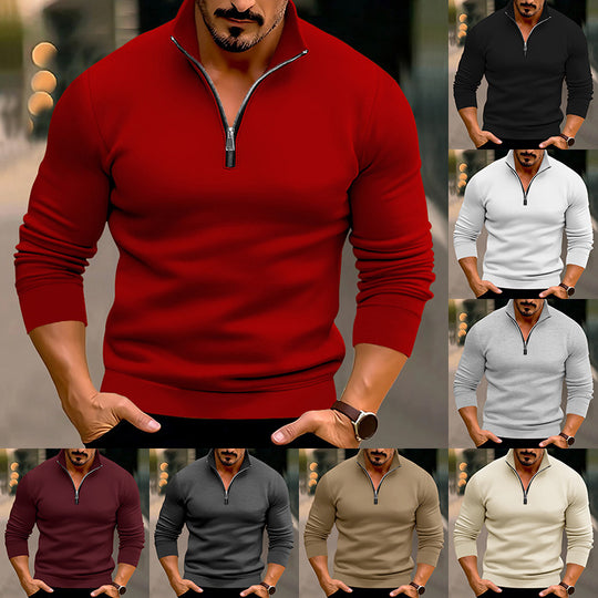 Herren Pullover mit halbem Reißverschluss und modernen Akzenten EB