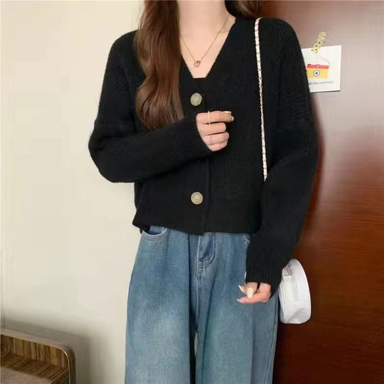 Damen Komfortabler Strickcardigan mit Knopfdetails und feiner Struktur EB