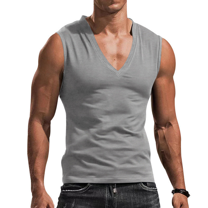 Herren Ärmelloses Fitness-T-Shirt mit V-Ausschnitt aus atmungsaktivem Material EB