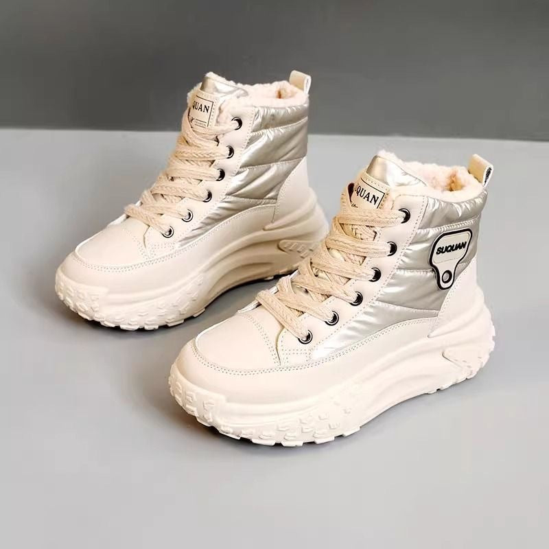 Damen sportive High-Top Sneakers mit warmem Futter und rutschfester Sohle EB