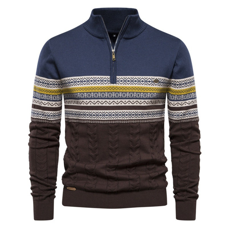 Herren modischer Pullover mit Reißverschluss und strukturiertem Design EB