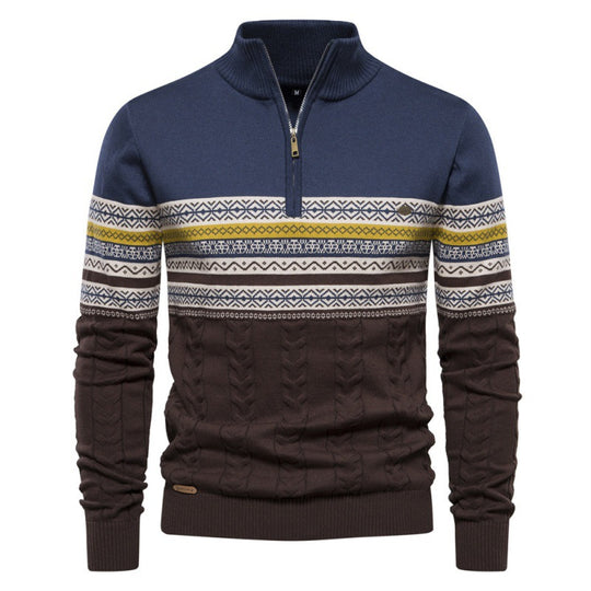Herren modischer Pullover mit Reißverschluss und strukturiertem Design EB