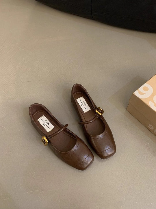 Damen elegante Ballerinas mit modischem Riemchen und stabiler Sohle EB