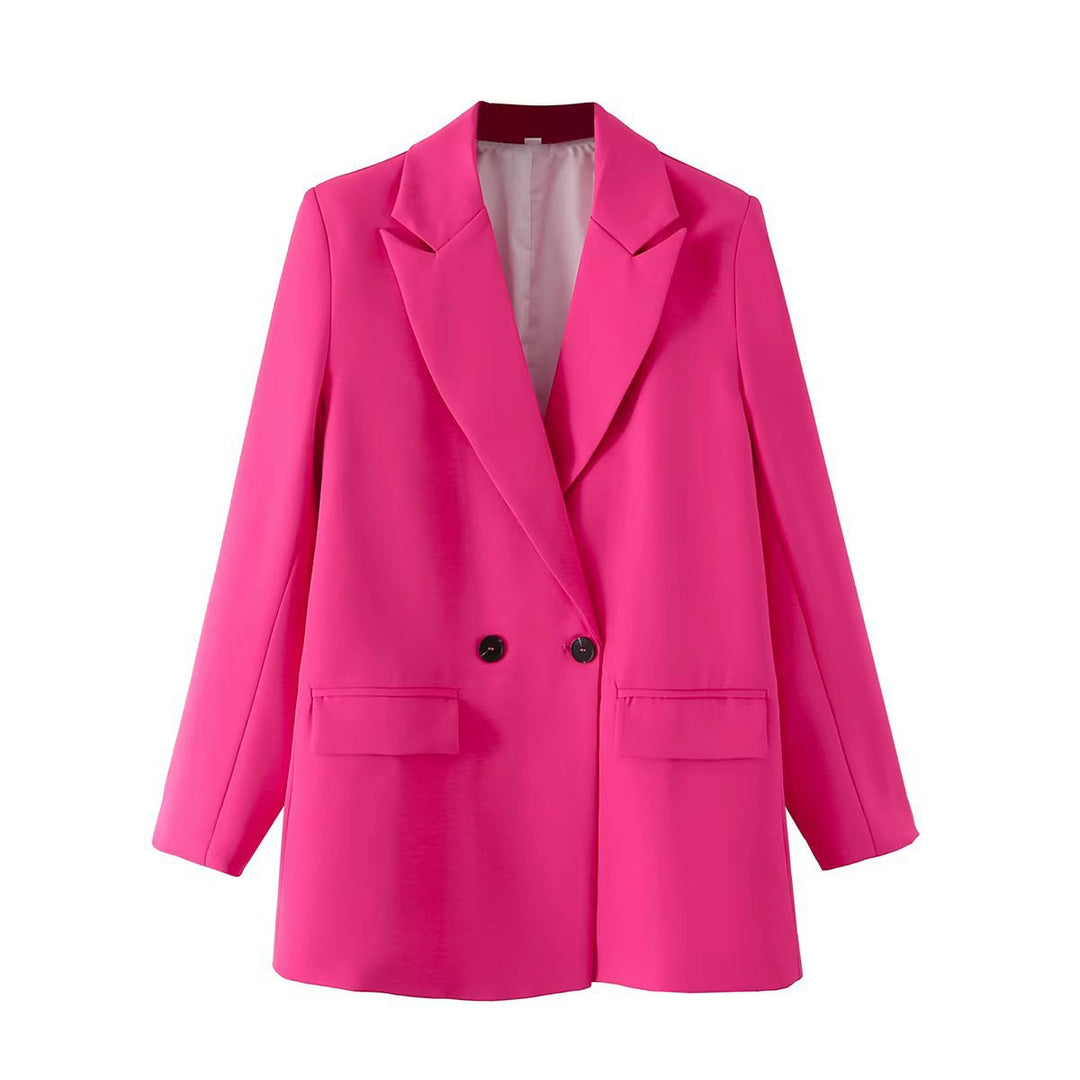 Damen Oversize Doppelreihiger Blazer mit fallendem Revers und weicher Innenfütterung EB