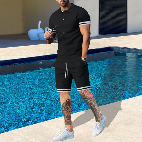 Herren sportliches Polo-Shirt und Shorts Set mit modernem Schnitt EB