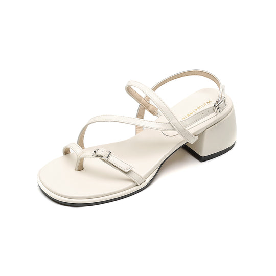 Damen elegantes Sandalen mit modischem Riemen und Blockabsatz EB