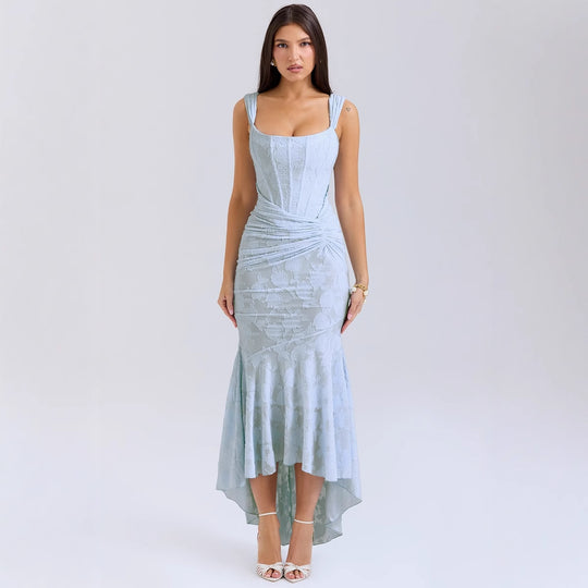 Damen Elegantes Maxikleid mit raffinierten Rüschen und schmeichelndem Schnitt EB