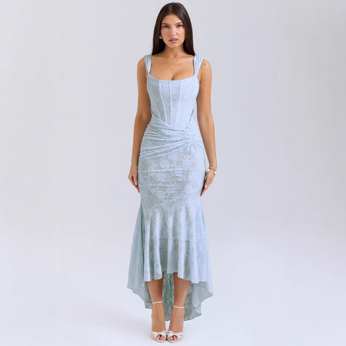 Damen Elegantes Maxikleid mit raffinierten Rüschen und schmeichelndem Schnitt EB