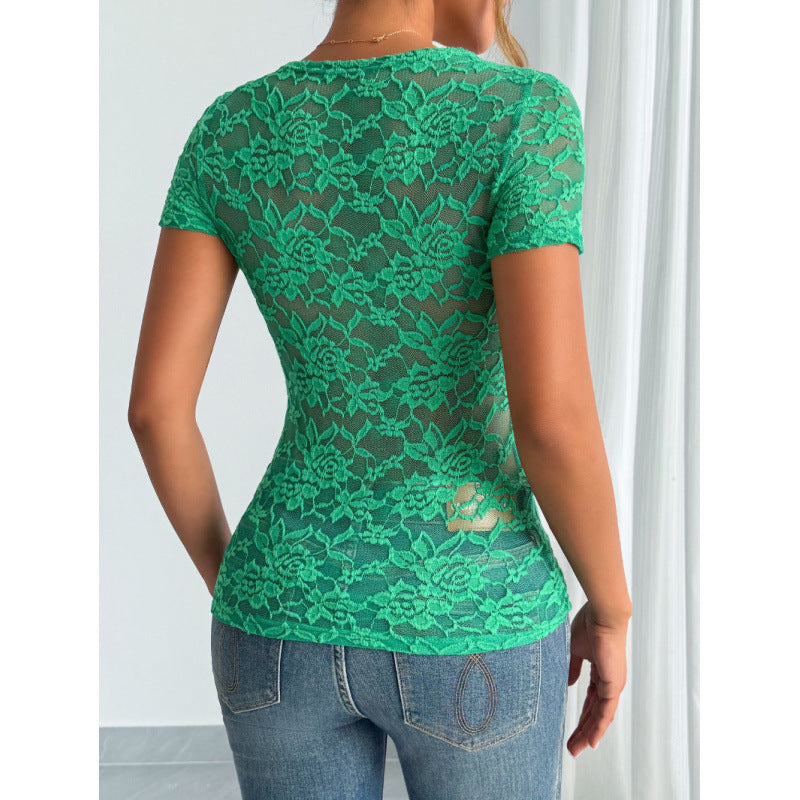 Damen Spitzen-Bodysuit mit dekorativem V-Ausschnitt EB