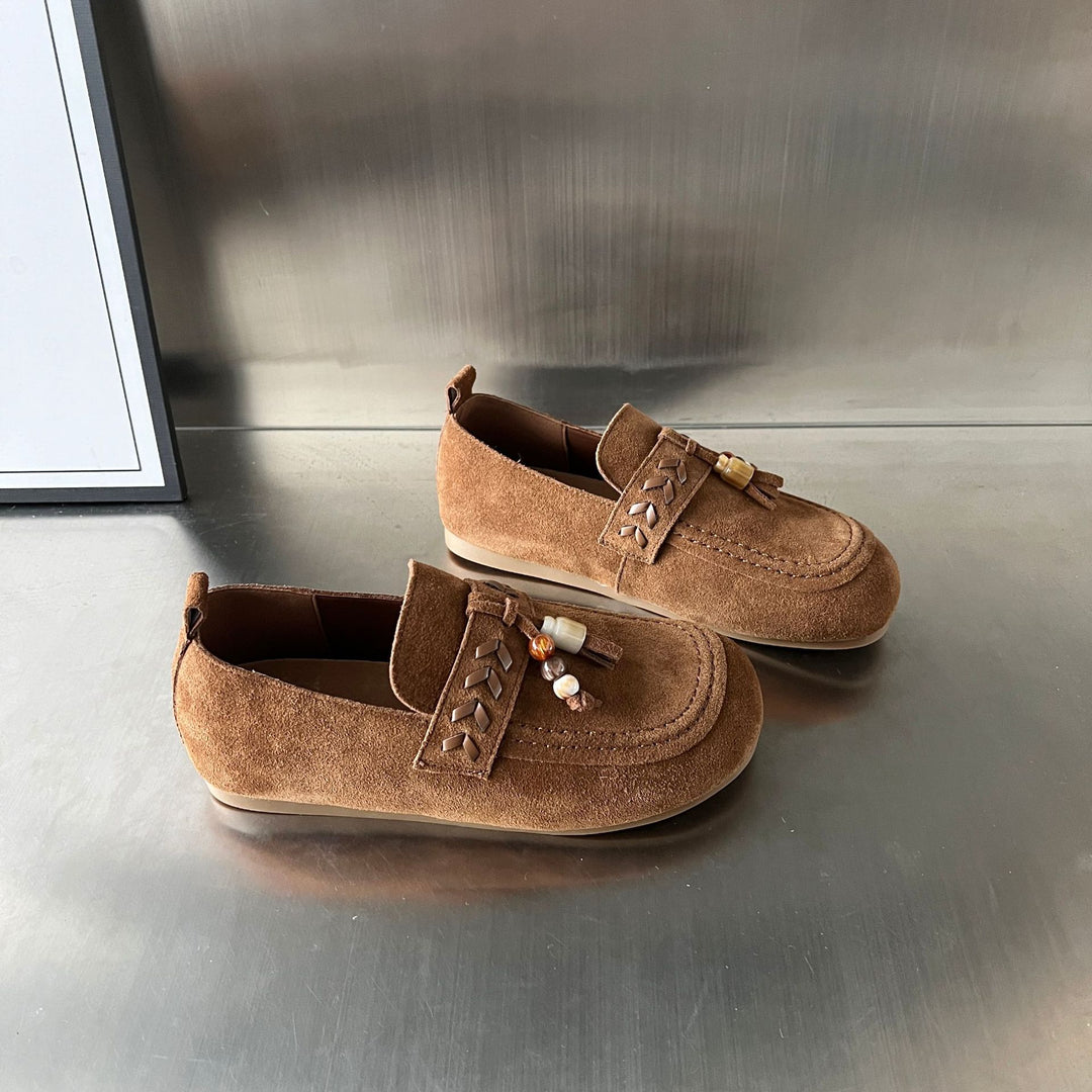 Damen Mokassins aus weichem Wildleder mit raffinierten Schmuckdetails EB