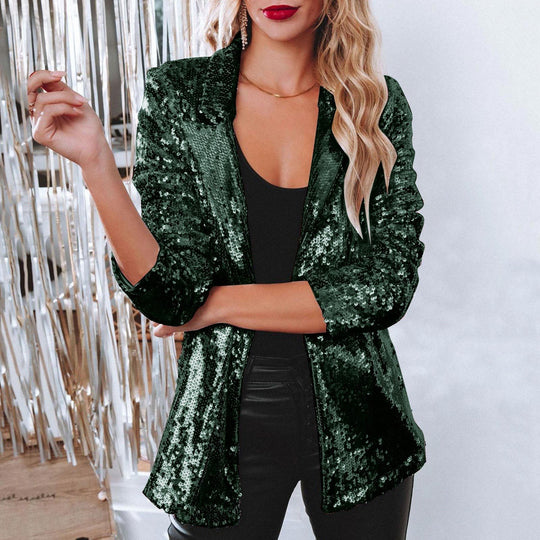 Damen Paillettenjacke mit weitem Schnitt und eleganten Details EB