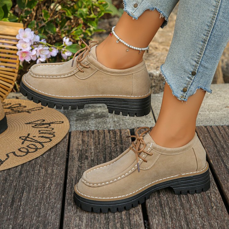 Damen modische Schnürschuhe mit robustem Profil und weichem Wildleder EB