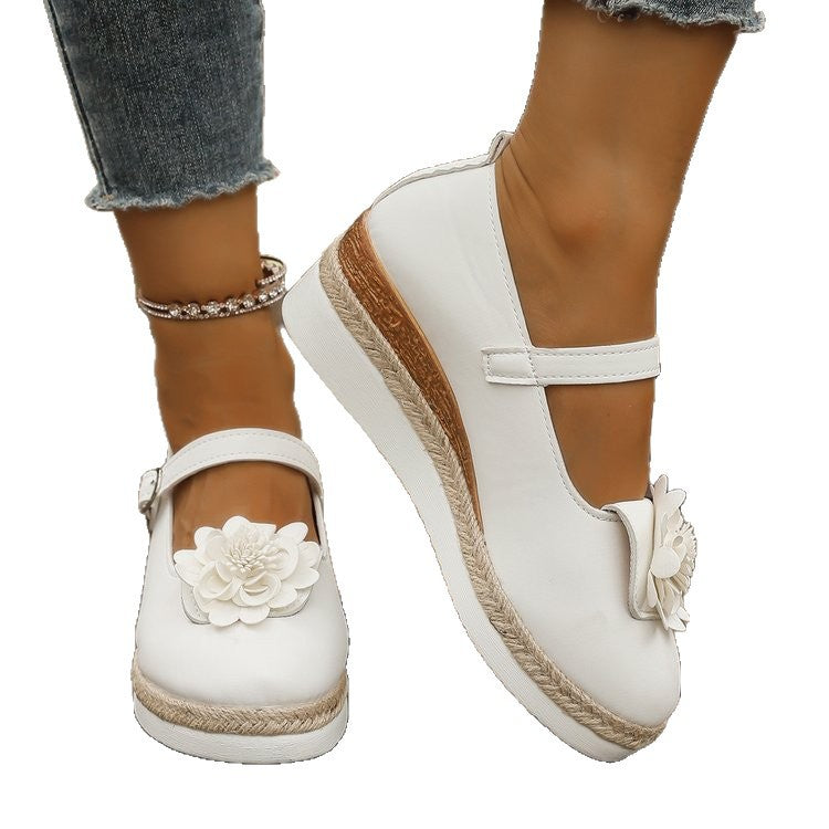 Damen Wedge-Sandaletten mit floraler Verzierungen und komfortabler Sohle EB