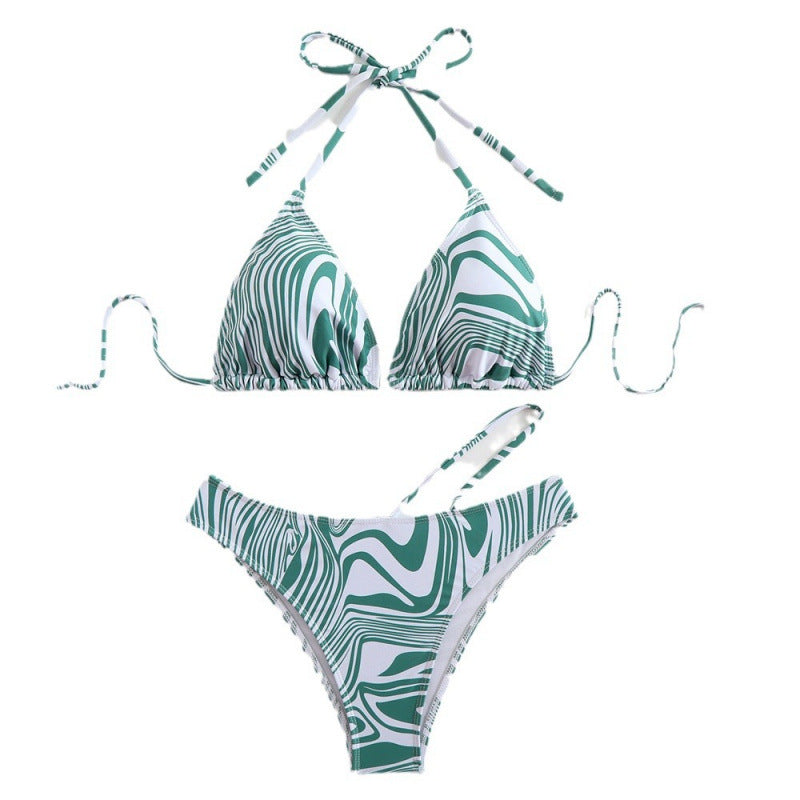 Damen Triangel-Bikini mit asymmetrischem Design und verstellbaren Trägern EB