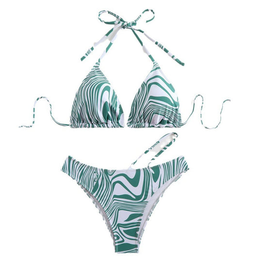Damen Triangel-Bikini mit asymmetrischem Design und verstellbaren Trägern EB