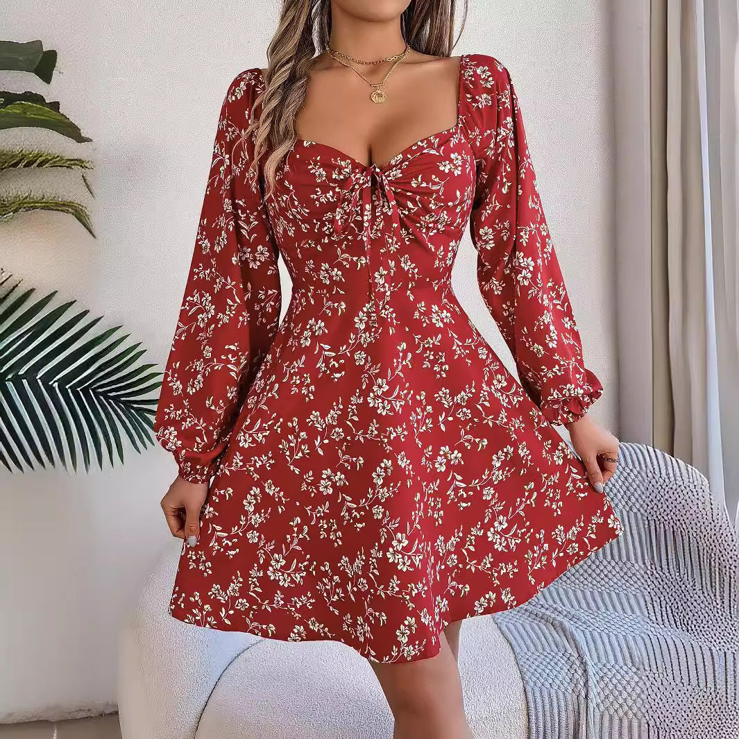 Damen Off-Shoulder Blumenkleid mit Rüschendetails EB