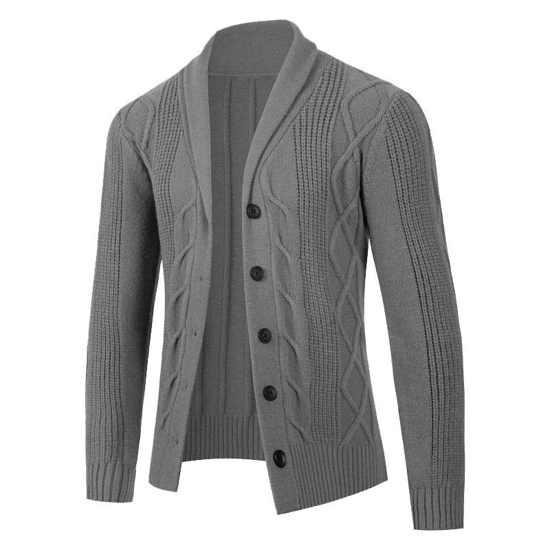 Herren Strickjacke mit modischem Zopfmuster und strukturierter Textur EB