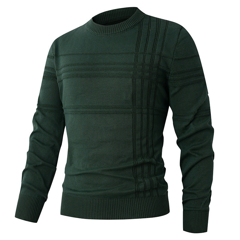 Herren nan Feinstrick-Pullover Rundhals mit geprägter Streifenstruktur und schmaler Silhouette EB