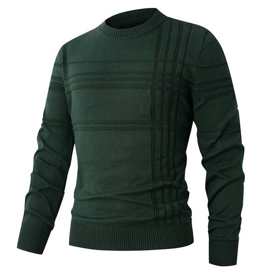 Herren nan Feinstrick-Pullover Rundhals mit geprägter Streifenstruktur und schmaler Silhouette EB