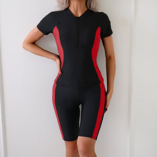Damen Sportliches Kurzarm-Schwimmanzug EB