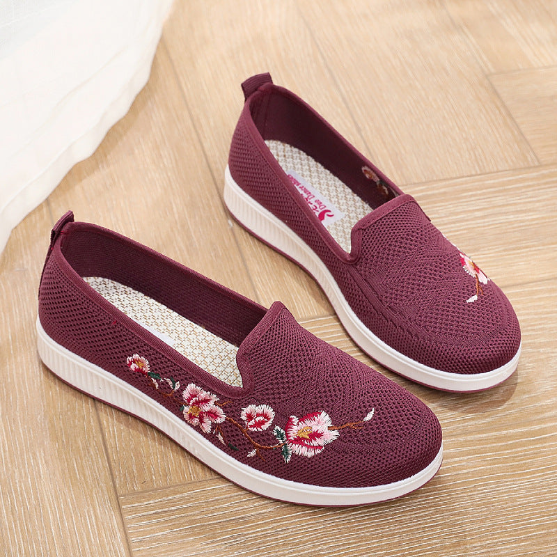 Damen Slip-On Sneaker mit floralem Stickmuster EB