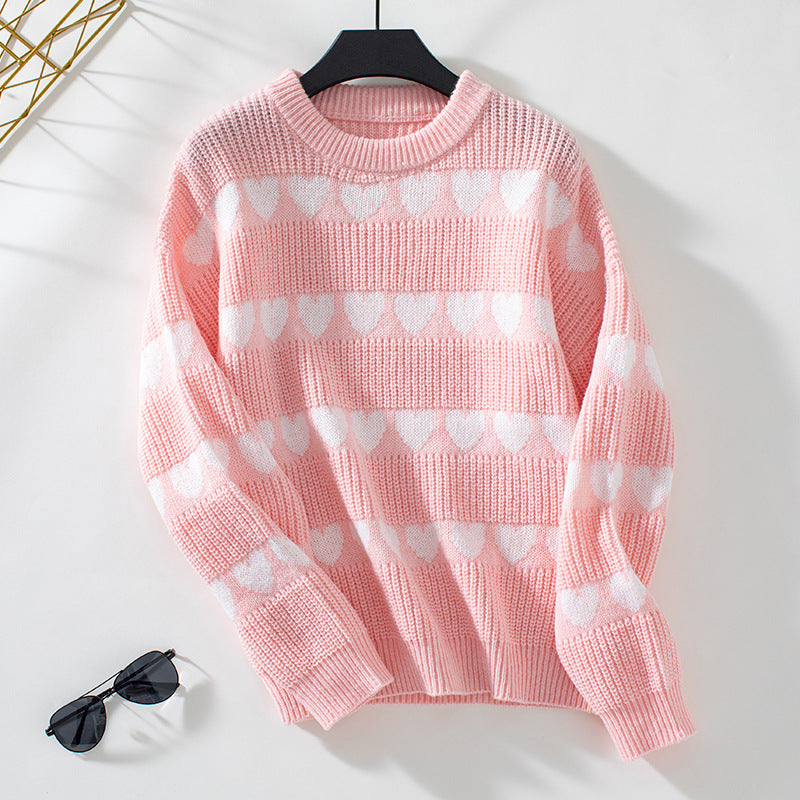 Damen kuscheliger Pullover mit Herzchenmuster EB
