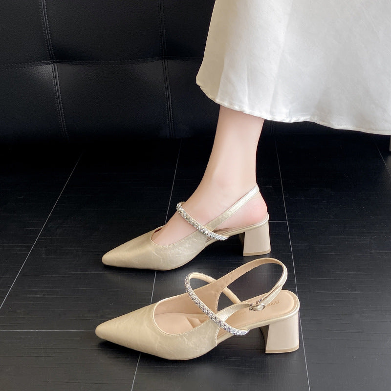 Damen Slingback-Pumps mit eleganter Strass-Applikation und komfortablem Blockabsatz EB