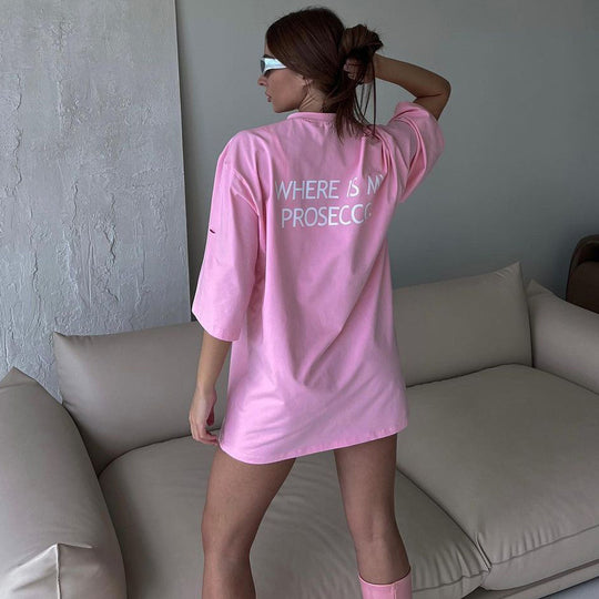 Damen oversized Longshirt mit Statement-Print, dreiviertelärmeln und lockerer Tunika-Silhouette Eichborn Berlin