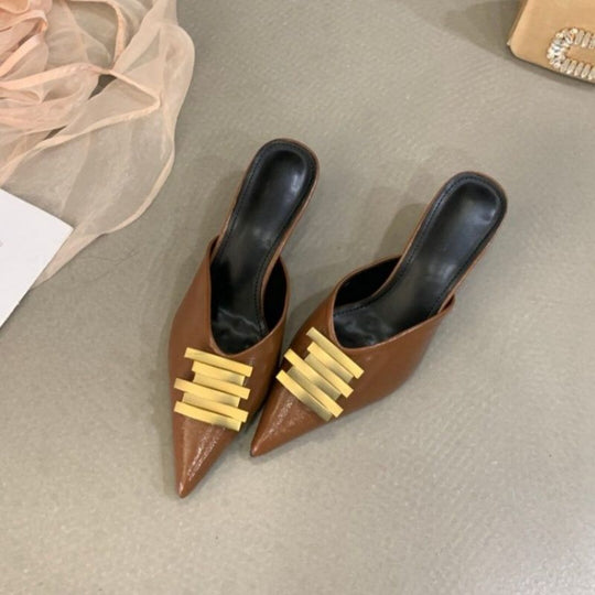 Damen stilvolle Mules mit elastischen Riemchen EB