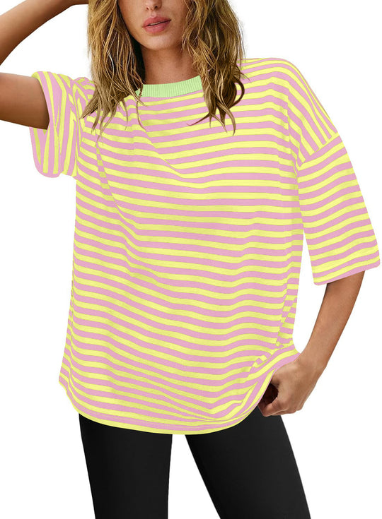 Damen Übergrößen T-Shirt mit Streifenmuster EB