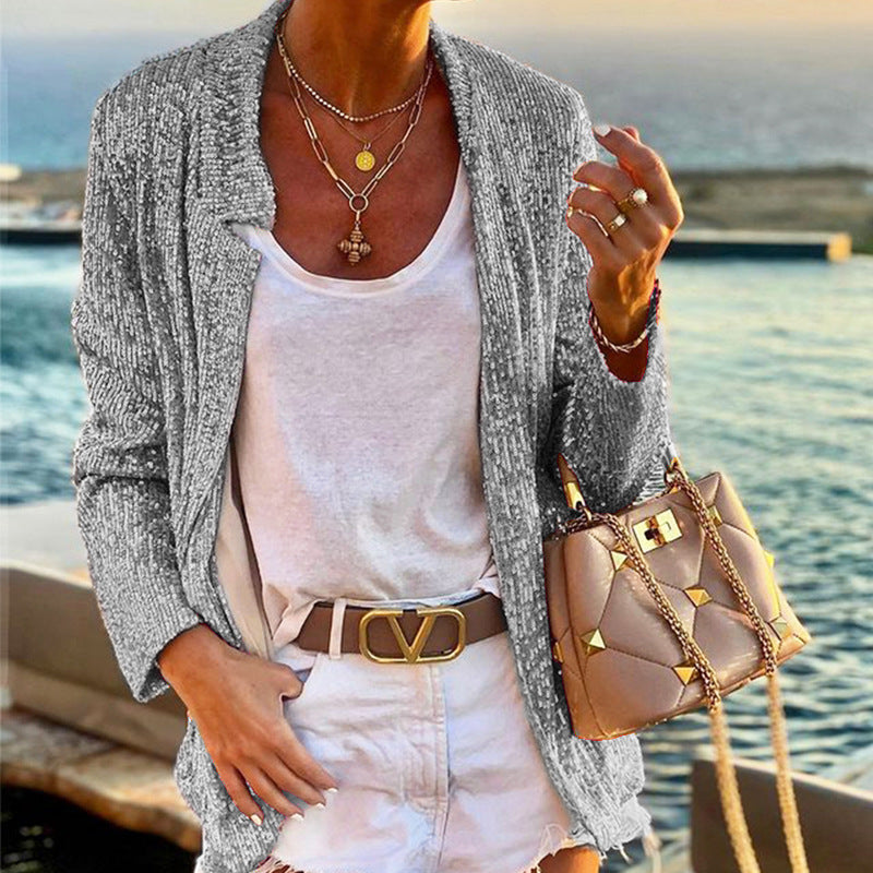 Damen Strickjacke mit schimmerndem Effekt und lockerer Passform EB