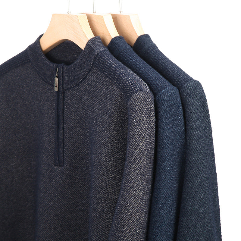 Herren Pullover mit halbem Reißverschluss und strukturiertem Design EB