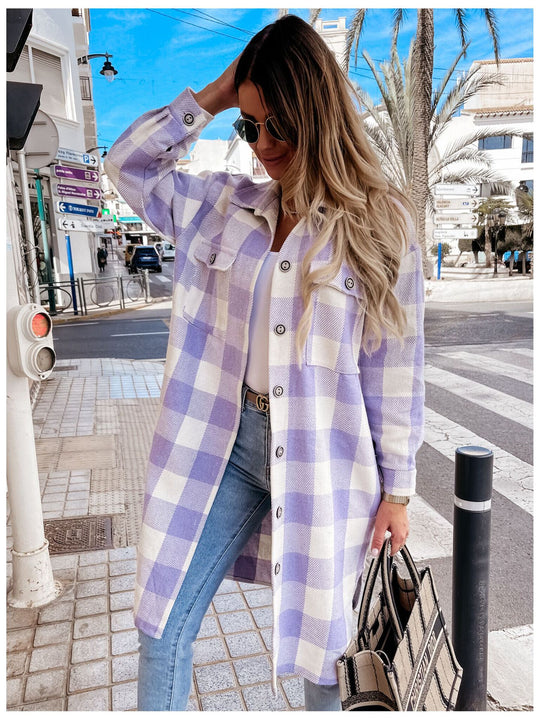 Damen Oversized Karohemdenjacke EB