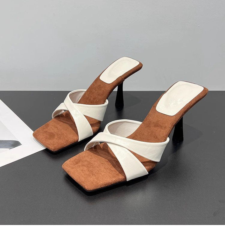 Damen elegante Sling-Pumps mit überkreuztem Riemendesign und hohen Absatz EB
