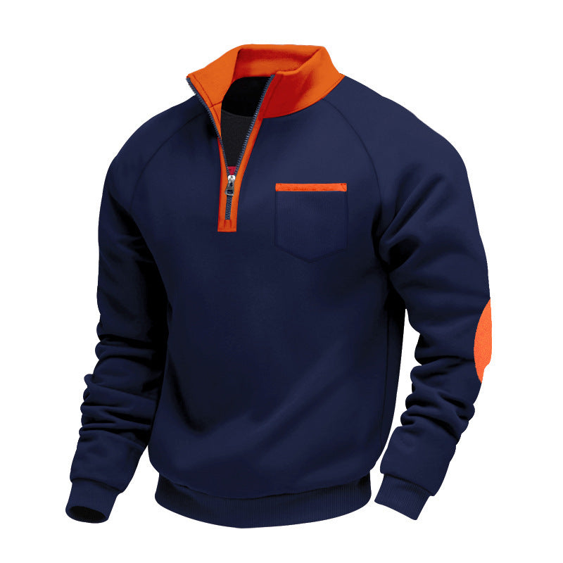 Herren Sweatshirt mit Stehkragen und praktischen Taschen EB