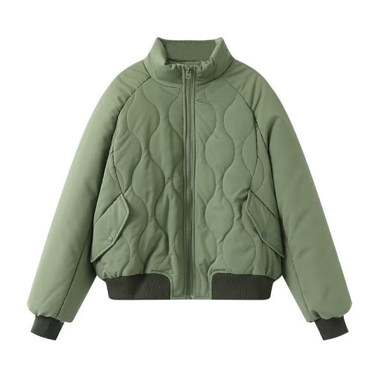 Damen Steppjacke im sportlichen Design mit hohem Kragen und elastischen Bündchen EB