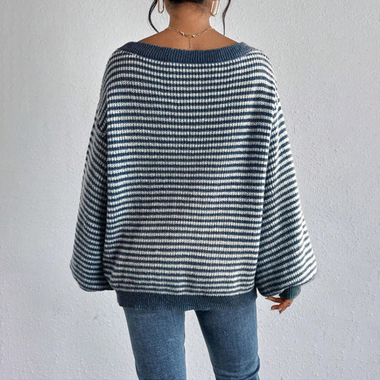 Damen lässiger Oversized-Pullover mit asymmetrischem Schnitt und modernem Gewebe EB