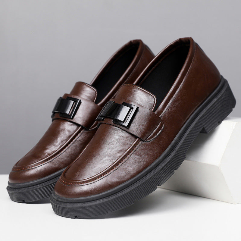 Herren Elegante Leder Slipper mit modischer Schnalle EB
