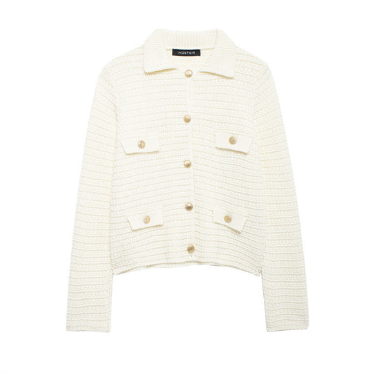 Damen Strickjacke mit Taschen und Knopfverschluss EB