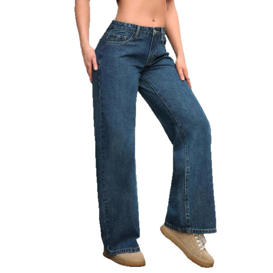 Damen Weite High-Waist Jeans mit trendigem Flared-Schnitt EB