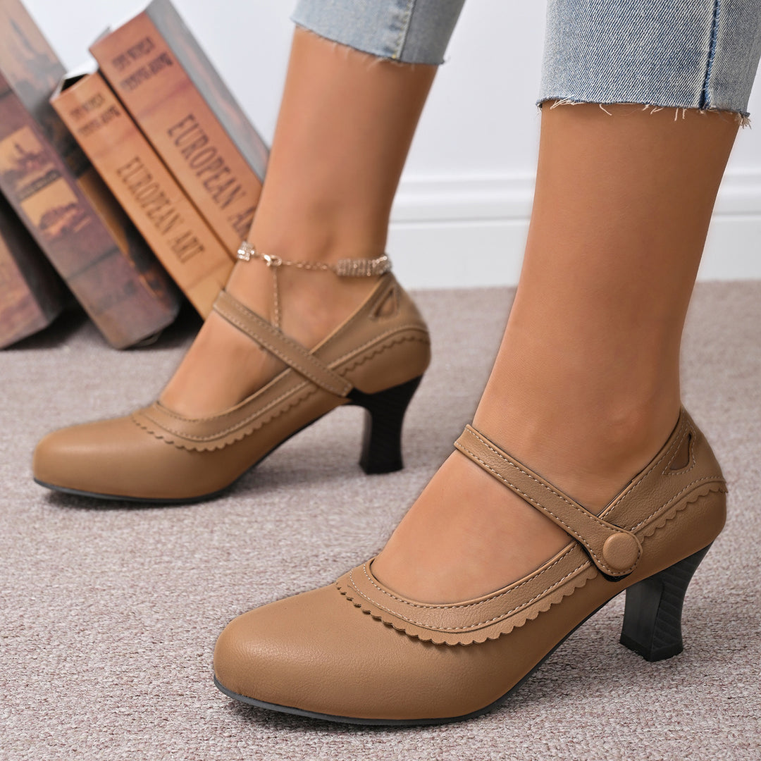 Damen Absatzschuhe mit verstellbarem Riemen und eleganter Schnalle EB